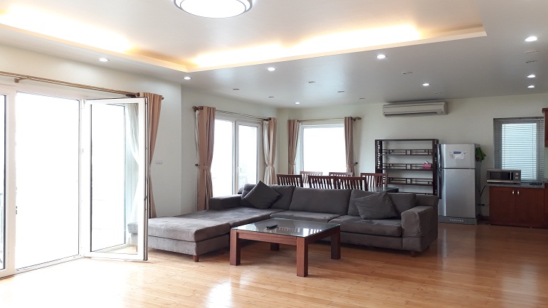 Balcony one bedroom apartment with lake – view in Yen Phu village, Tay Ho district for rent