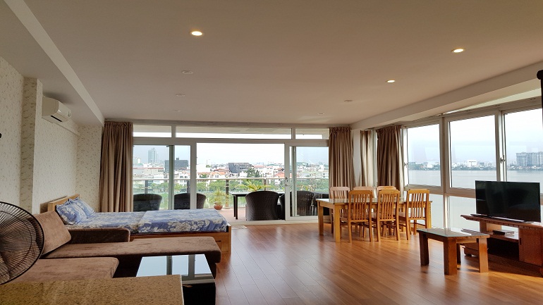 Big balcony two bedroom apartment with lakeview in Quang An street, Tay Ho district for rent