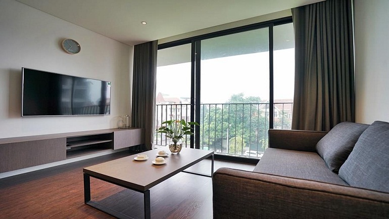 Elegant 1 – bedroom apartment with balcony in To Ngoc Van street, Tay Ho district for rent