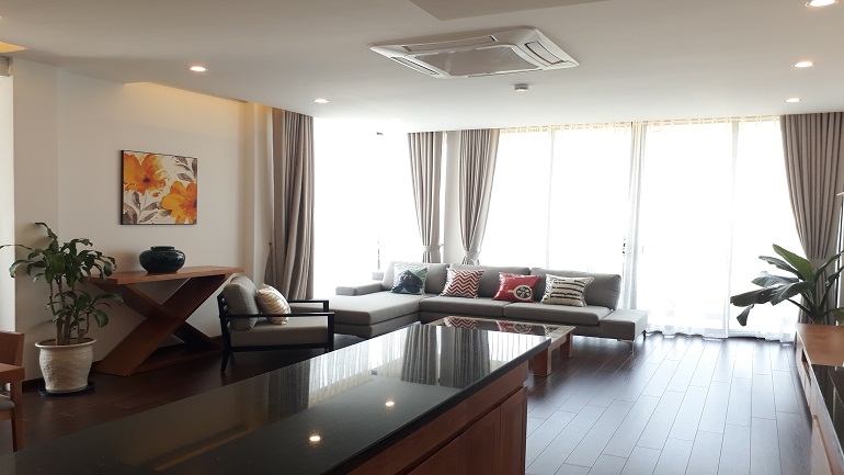 Lake – view two bedroom apartment with balcony in Nhat Chieu street, Tay Ho district for rent