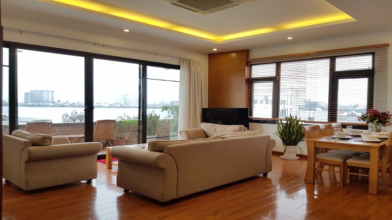 Lake – view two bedroom apartment with balcony in Quang Khanh street, Tay Ho district for rent