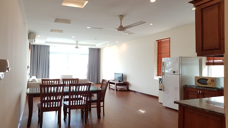 Lake – view two bedroom apartment with balcony in Yen Hoa street, Tay Ho district for rent