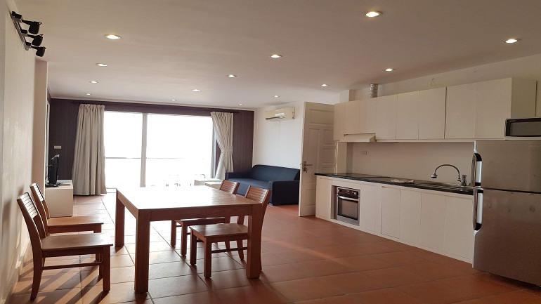 Lake view two bedroom apartment with balcony in Yen Phu village, Tay Ho district for rent