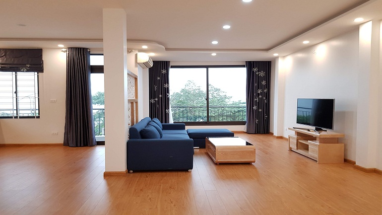 Lake – view two bedroom apartment with balcony in Yen Phu village, Tay Ho district for rent