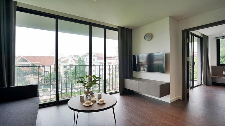 Modern one bedroom apartment with balcony in To Ngoc Van street, Tay Ho district for rent