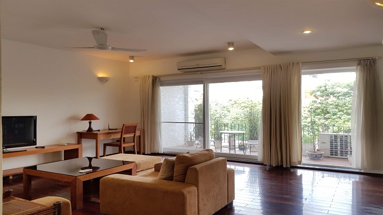 Spacious 2 – bedroom apartment with big balcony in Truc Bach area, Ba Dinh district for rent