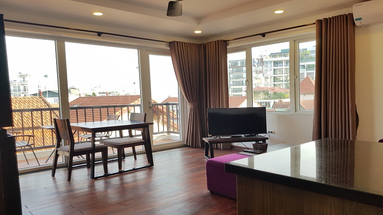 Stunning one bedroom apartment with balcony in To Ngoc Van street, Tay Ho district for rent