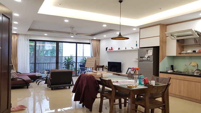 Nice three bedroom apartment with balcony in Xom Chua street, Tay Ho district for rent