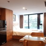 Balcony studio apartment with lake – view in Truc Bach island, Ba Dinh district for rent