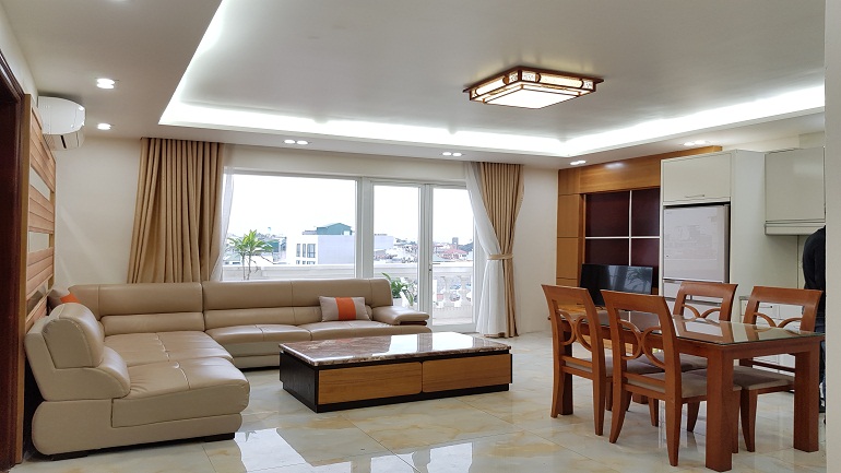 Big balcony 2 – bedroom apartment with lakeview in To Ngoc Van street, Tay Ho district for rent