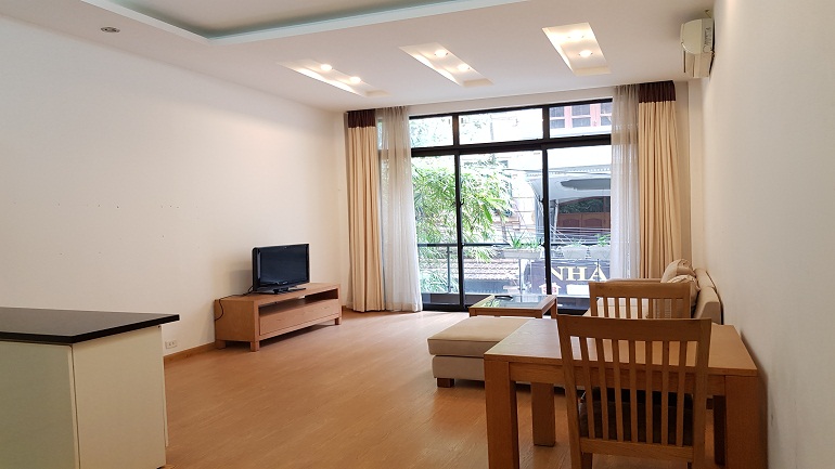 Nice 1 – bedroom apartment with balcony in Van Cao street, Ba Dinh district for rent