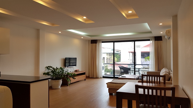 Spacious 1 – bedroom apartment with balcony in Van Cao street, Ba Dinh district for rent