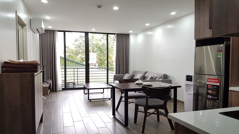 Modern 1 – bedroom apartment with balcony in To Ngoc Van street, Tay Ho district for rent