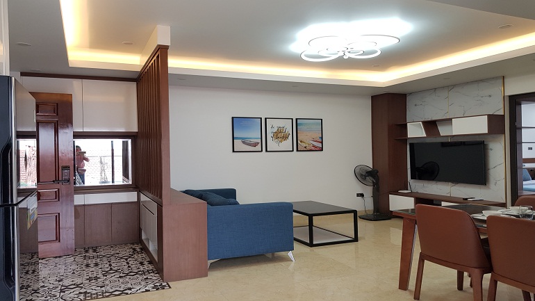 Brand – new two bedroom apartment with balcony in Lac Long Quan street, Tay Ho district for rent