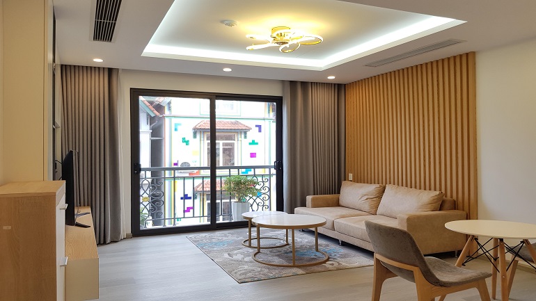 Beautiful 1 – bedroom apartment with balcony in To Ngoc Van street, Tay Ho district for rent