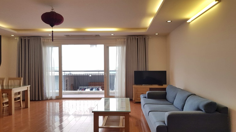 Spacious 1 – bedroom apartment with big balcony in To Ngoc Van street, Tay Ho district for rent