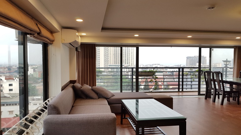 Open view 2 – bedroom apartment with balcony in To Ngoc Van street, Tay Ho district for rent