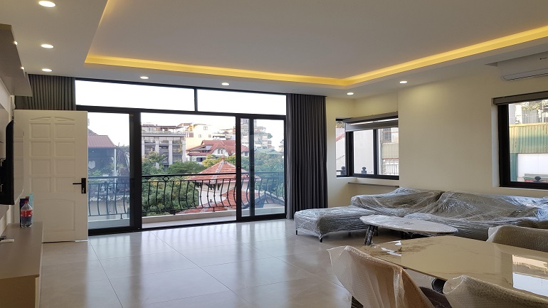 Sunny modern 2 – bedroom apartment with balcony in To Ngoc Van street, Tay Ho district for rent